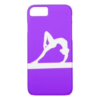 Iphone 7 Case Gymnast Silhouette White On Purple by sportsdesign at Zazzle