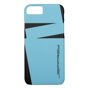 iPhone 7 Case Light Blue & Black Stripe on Stripe