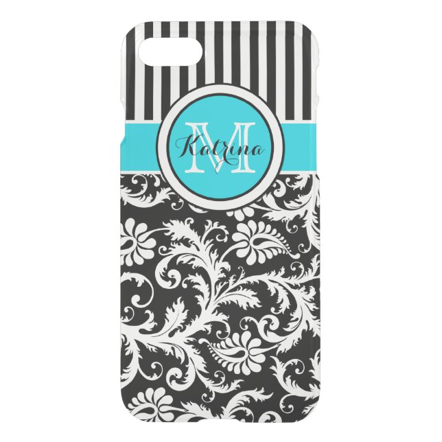 iPhone 7 Case | Monogrammed Blue, Black, White (Back)