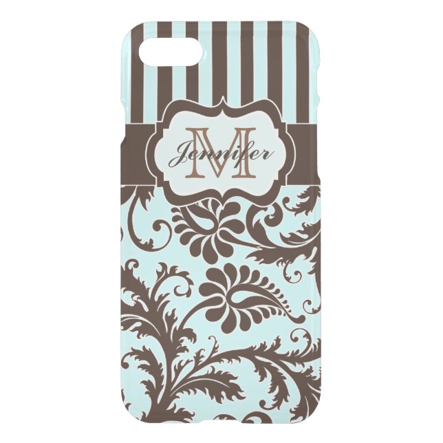 iPhone 7 Case | Monogrammed Blue, Brown, White (Back)