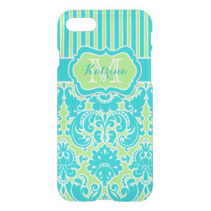 iPhone 7 Case Monogrammed Lime, Turquoise, White