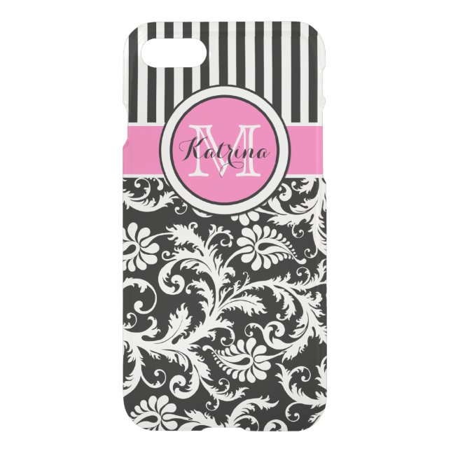 iPhone 7 Case | Monogrammed Pink, Black, White (Back)