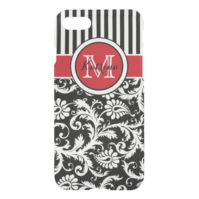 iPhone 7 Case | Monogrammed Red, Black, White (Back)