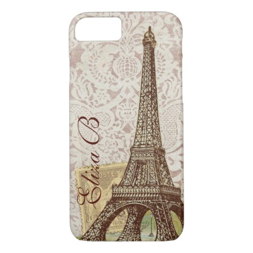 iPhone 7 Case Paris Eiffel Tower French Monogram