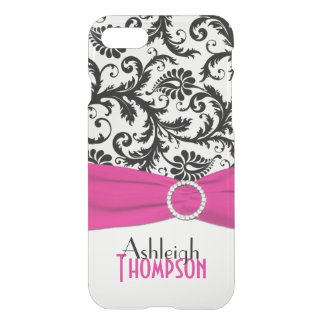 iPhone 7 Case | Pink, Black, White Floral Damask