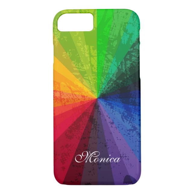 iPhone 7 Case | Rainbow Stripes | Personalized (Back)