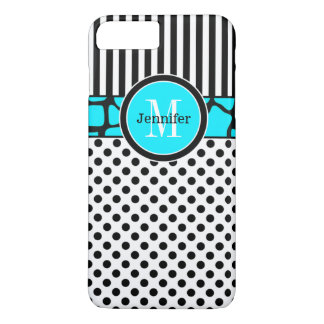 iPhone 7 Case | Stripes, Dots | Aqua