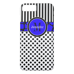 iPhone 7 Case   Stripes, Dots   Blue