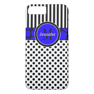 iPhone 7 Case | Stripes, Dots | Blue