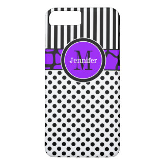 iPhone 7 Case | Stripes, Dots | Purple