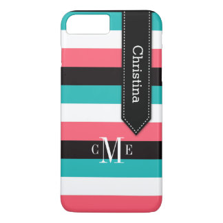 iPhone 7 Case | Stripes | Teal, Coral, Black