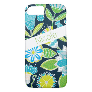 iPhone 7 Case Whimsical Flowers Blue Green