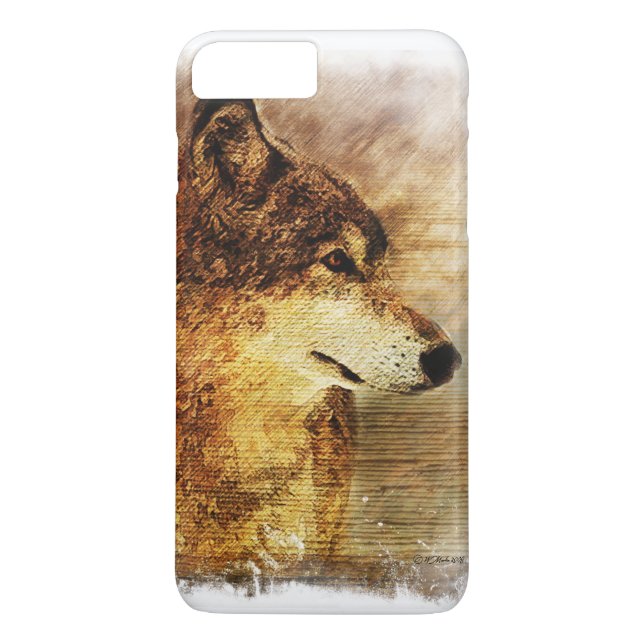 iPhone 7 Case with a Timber Wolf painting (Back)