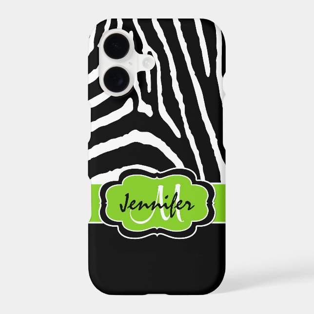 iPhone 7 Case | Zebra Stripes | Lime Green (Back)