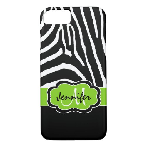 iPhone 7 Case  Zebra Stripes  Lime Green