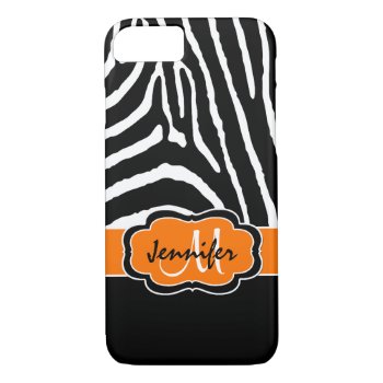 Iphone 7 Case | Zebra Stripes | Orange by NiteOwlStudio at Zazzle