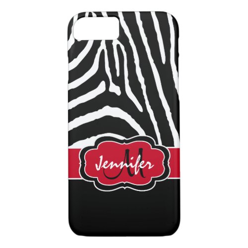 iPhone 7 Case  Zebra Stripes  Red