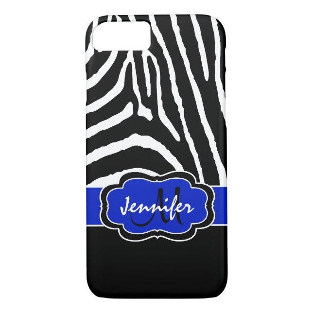 iPhone 7 Case | Zebra Stripes | Royal Blue (Back)