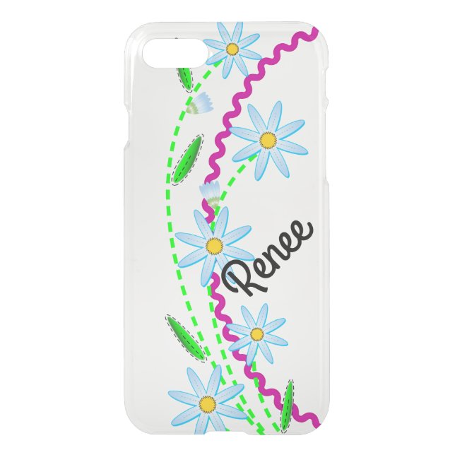 iPhone 7 Clearly Deflector Case Blue Flowers (Back)
