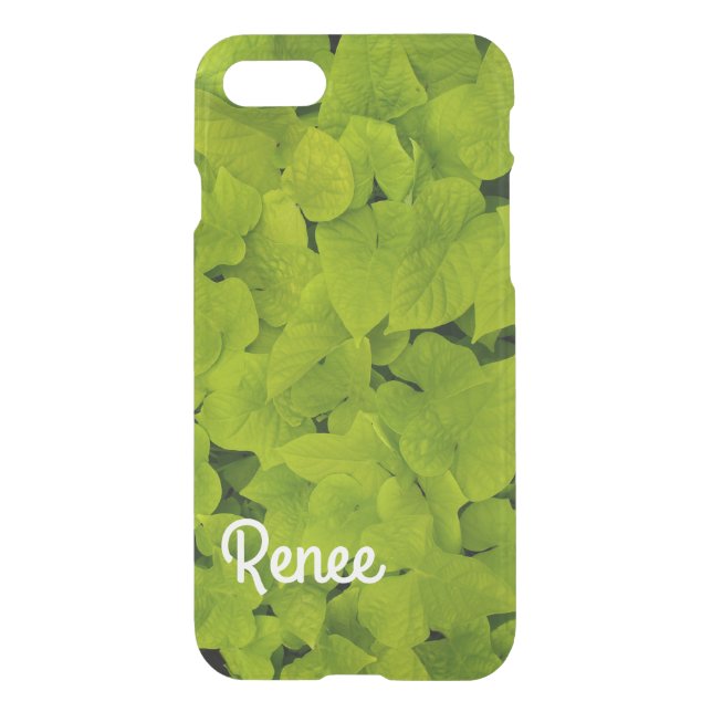 iPhone 7 Clearly Deflector Case Leafy Floral Green (Back)