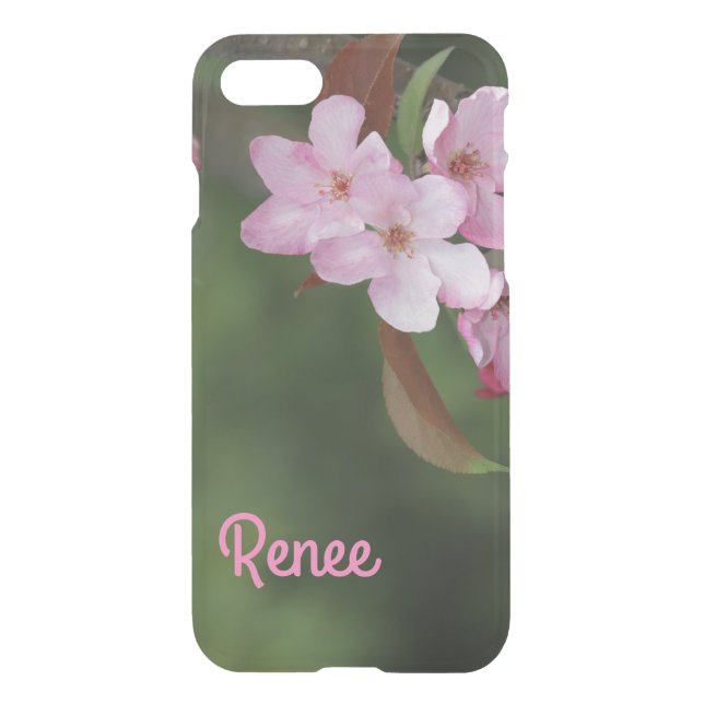 iPhone 7 Clearly Deflector Case  Pink Flowers (Back)