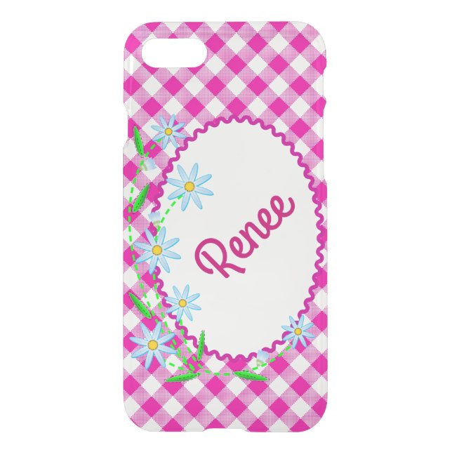 iPhone 7 Clearly Deflector Case Pink Gingham (Back)