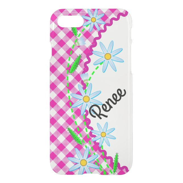 iPhone 7 Clearly Deflector Case Pink Gingham (Back)