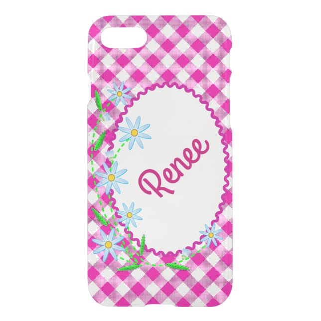 iPhone 7 Clearly Deflector Case Pink Gingham (Back)