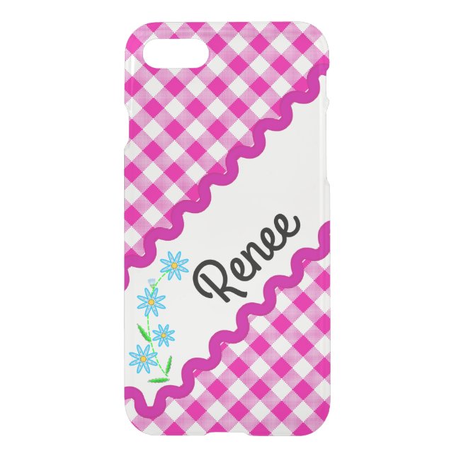 iPhone 7 Clearly Deflector Case Pink Gingham (Back)