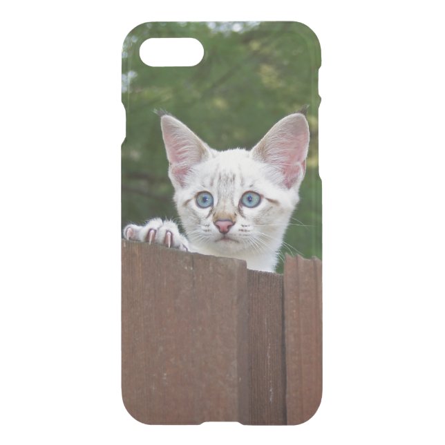 iPhone 7 Clearly Deflector Case with White Kitten (Back)