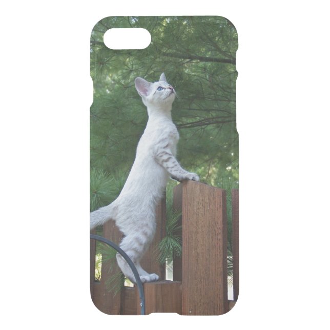 iPhone 7 Clearly Deflector Case with White Kitten (Back)