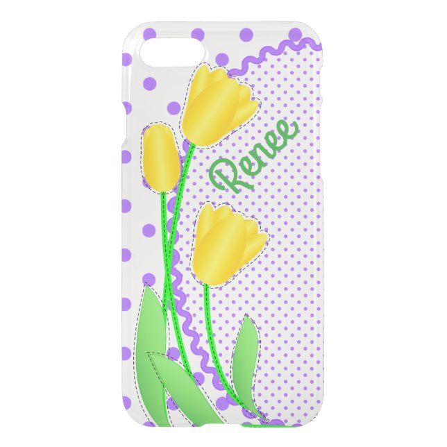 iPhone 7 Clearly Deflector Case  Yellow Tulips (Back)