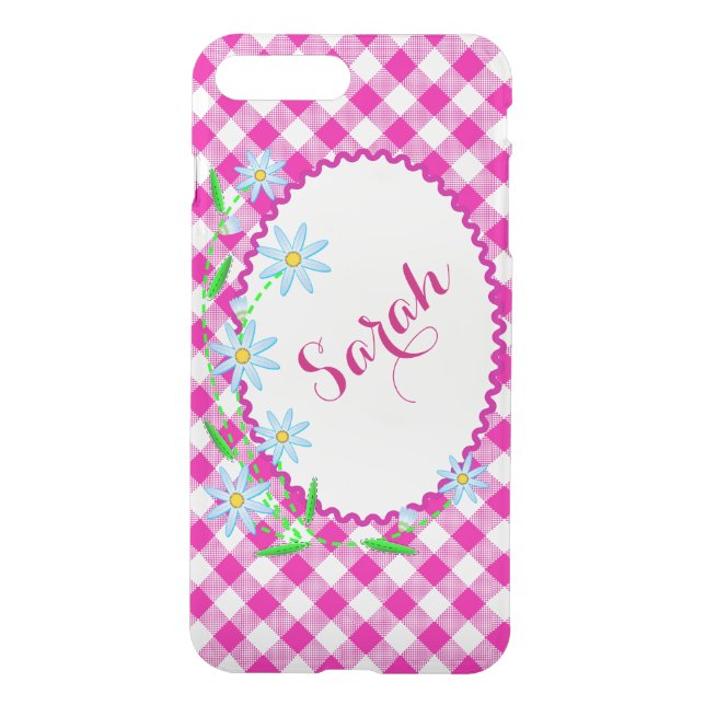 iPhone 7 Clearly Plus Deflector Case Pink Gingham (Back)