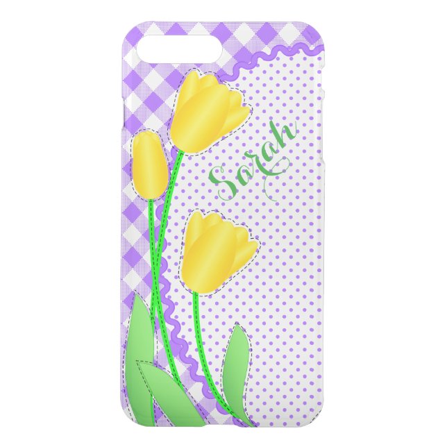 iPhone 7 Clearly Plus Deflector Case  Yellow Tulip (Back)