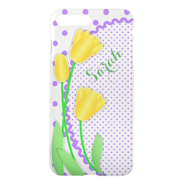 iPhone 7 Clearly Plus Deflector Case  Yellow Tulip (Back)