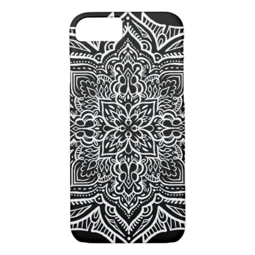 iPhone 7 _ WhiteBlack Geo Mandala style Pattern iPhone 87 Case