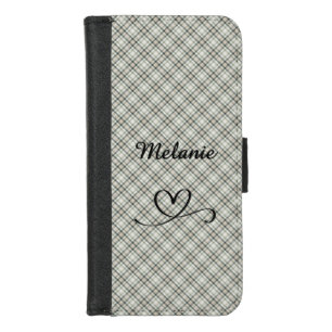 iPhone 8/7 Green Check Pattern Wallet Case