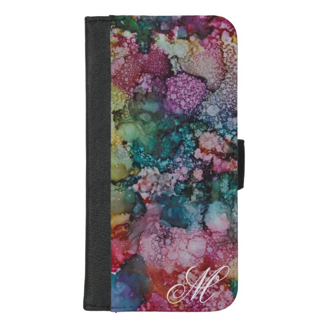 IPhone 8/7 Plus Wallet Case "Pink Greens"  (Front)