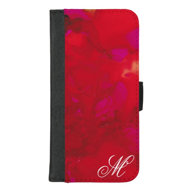 IPhone 8/7 Plus Wallet Case "Redish Flowers"  (Front)