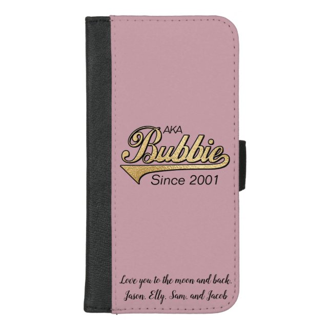 IPhone 8/7 Wallet Case "Bubbie/Gold" Personalize (Front)