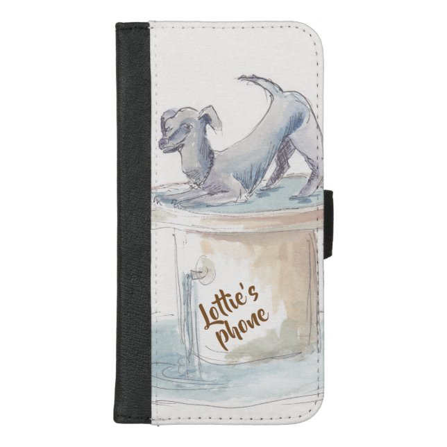 IPhone 8/7 Wallet Case "Dog Fountain" Personalize (Front)