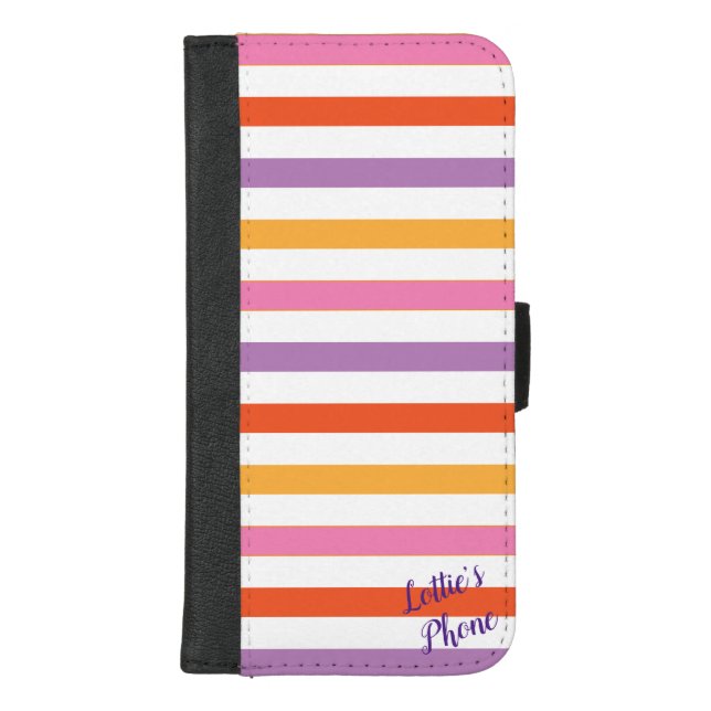 IPhone 8/7 Wallet Case "Fun Stripes" Personalize (Front)