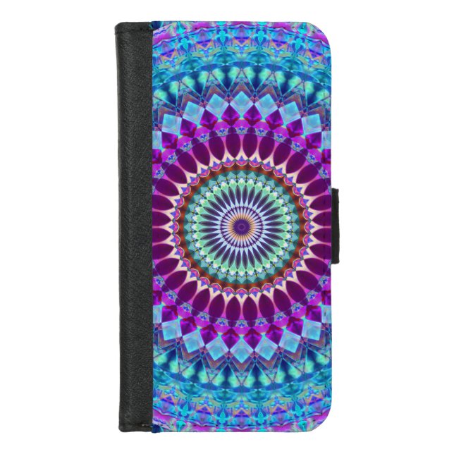 iPhone 8/7 Wallet Case  Geometric Mandala G382 (Front)