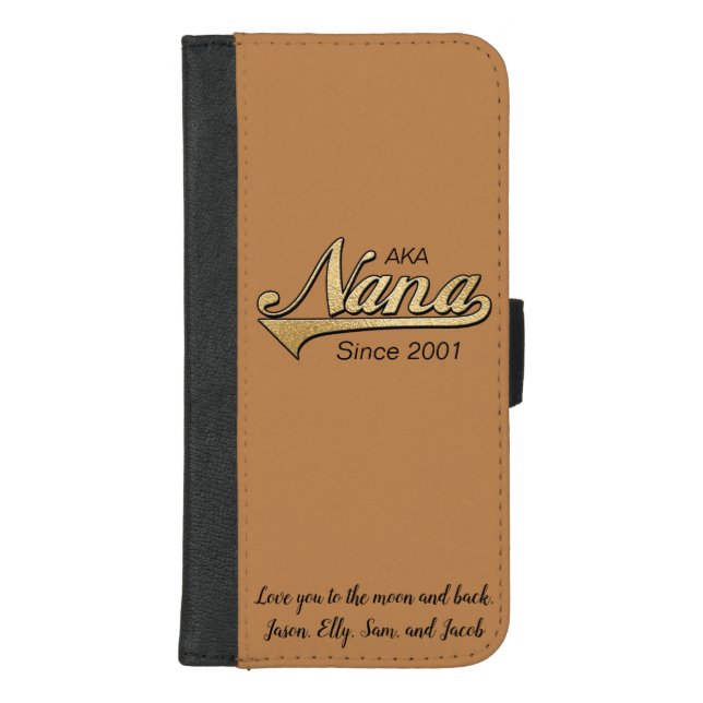 IPhone 8/7 Wallet Case "Nana/Gold" Personalize (Front)