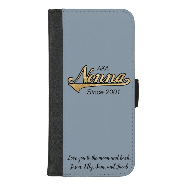 IPhone 8/7 Wallet Case "Nonna/Gold" Personalize (Front)
