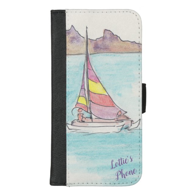 IPhone 8/7 Wallet Case "Sail Boat" Personalize (Front)