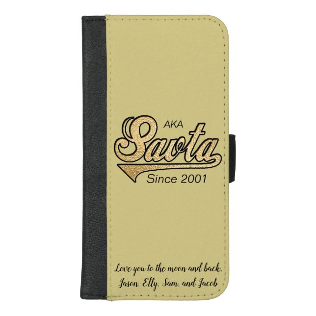 IPhone 8/7 Wallet Case "Savta/Gold" Personalize (Front)
