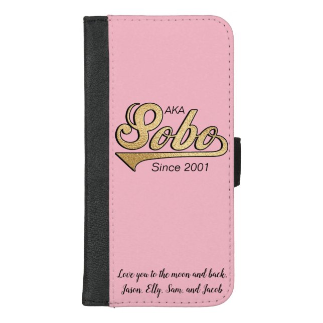 IPhone 8/7 Wallet Case "Sobo/Gold" Personalize (Front)