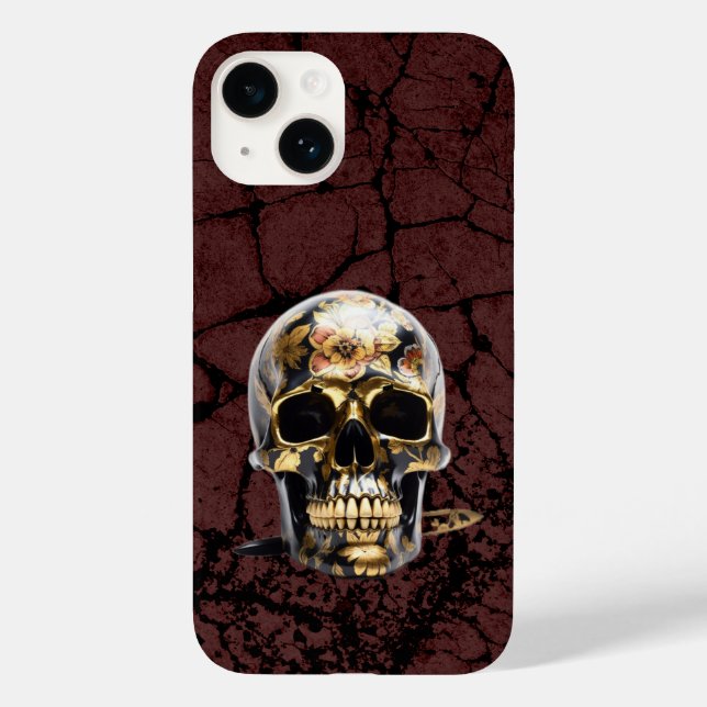 iPhone black & gold skull grunge cover  (Back)