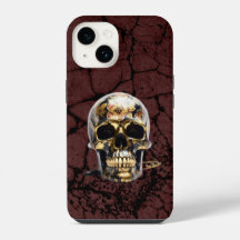 iPhone black & gold skull grunge cover